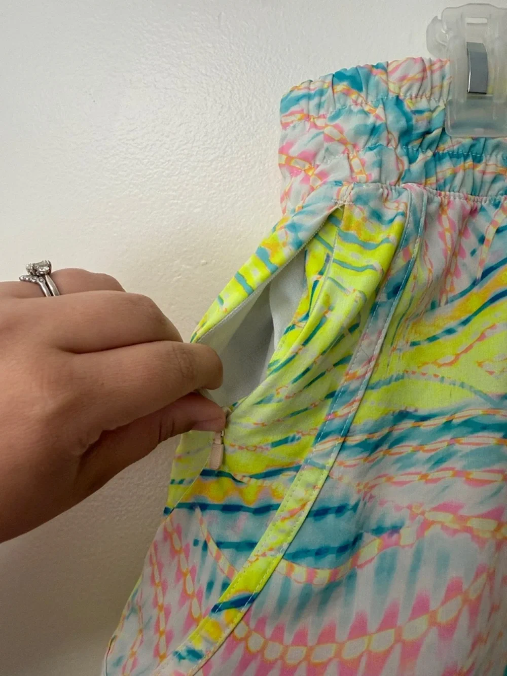 Women’s Neon Wave Printed Athletic Shorts - Picture 2 of 8